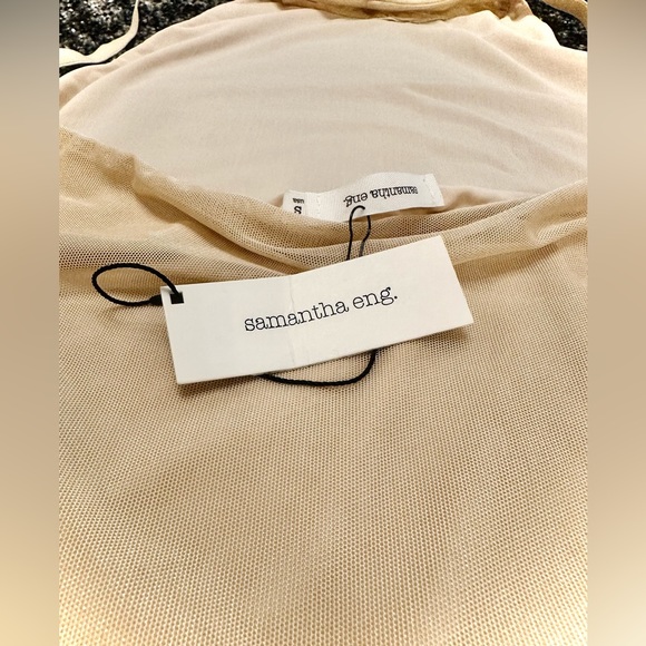 SAMANTHA ENG || High-Neck Open Back Snap Bodysuit in Beige - SZ Small ⭐️NWT⭐️ - Picture 2 of 8